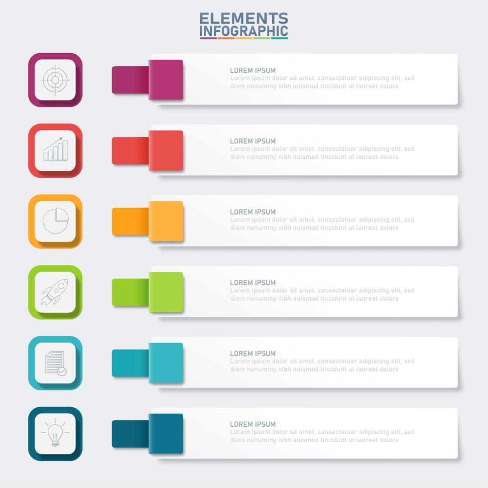 Infografía colorida pancarta con 6 pasos vector