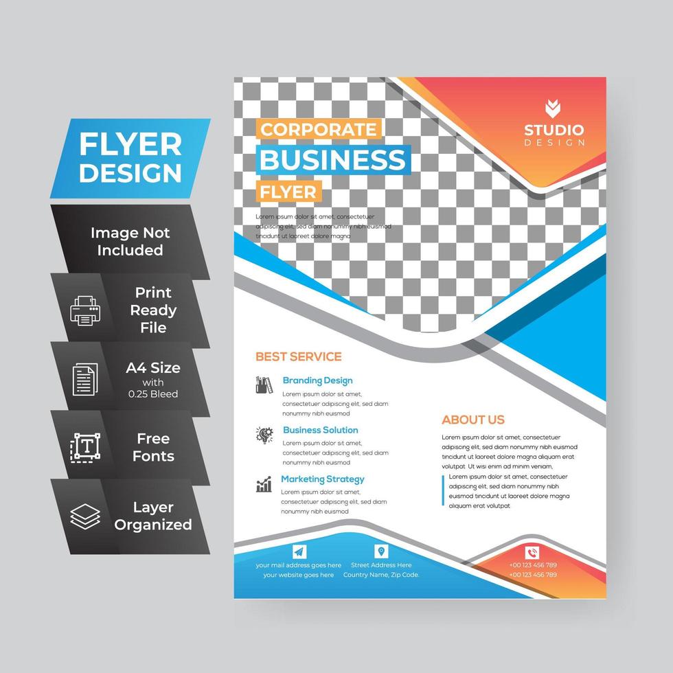Orange and Blue Corporate Flyer vector