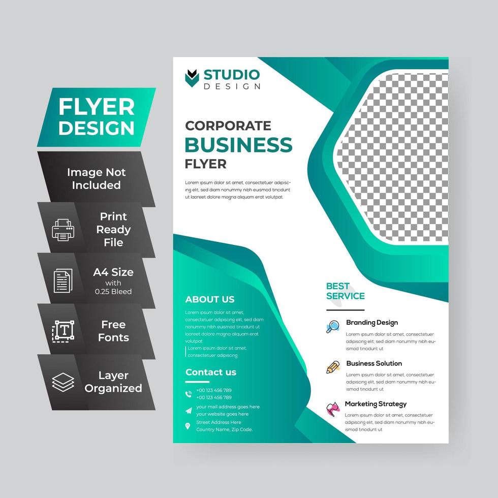 Teal Gradient Corporate Flyer vector