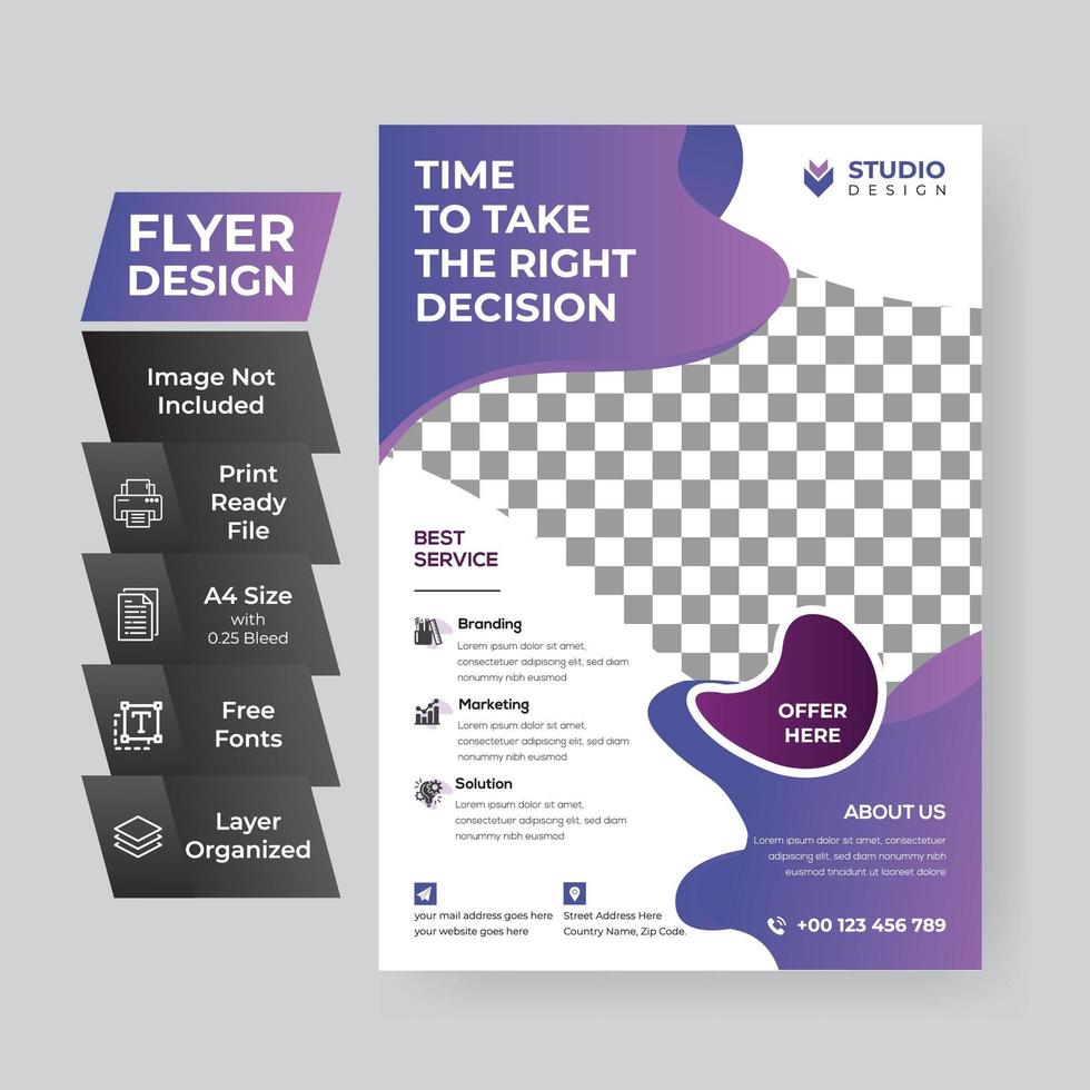 Purple Gradient Corporate Flyer vector
