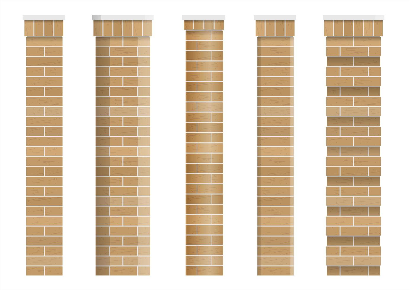 Set of textures of brick classical columns vector