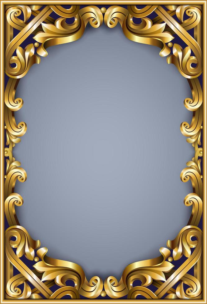Golden classic rococo frame vector