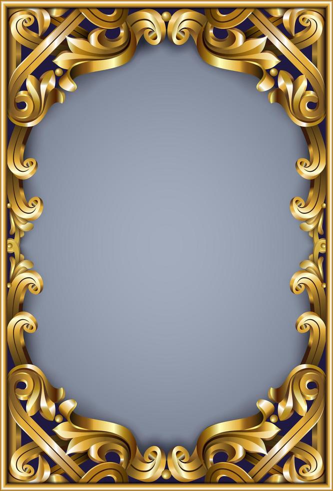 Golden classic rococo frame vector