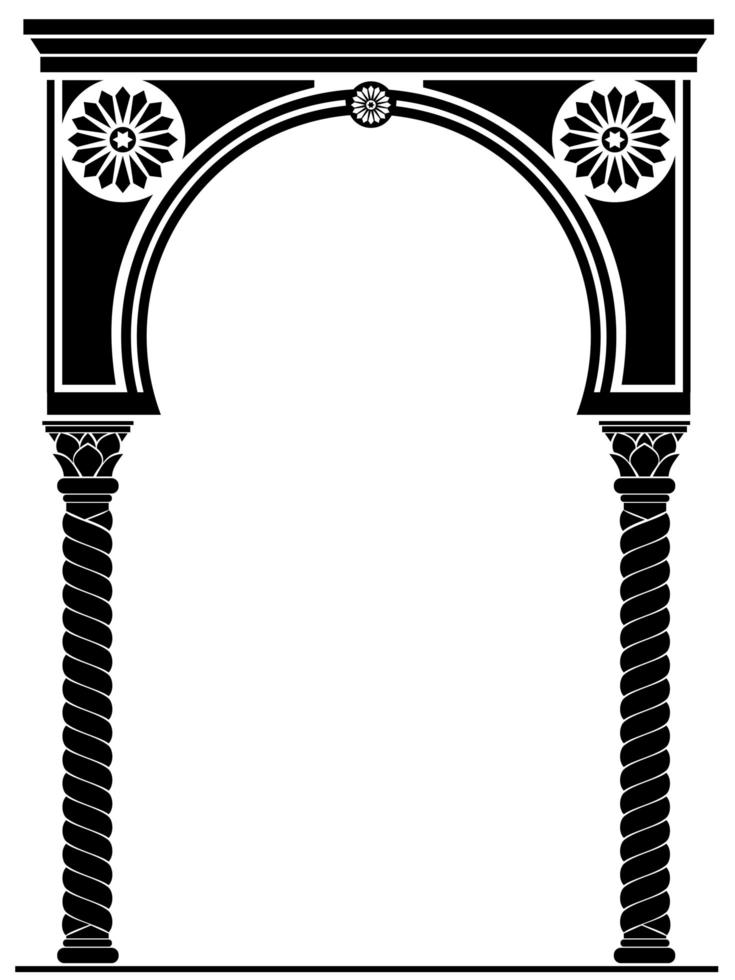 Architectural arch in black Arabic or Eastern style vector