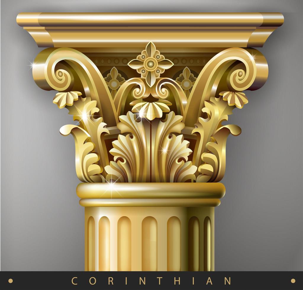 capital dorado de la columna iónica vector