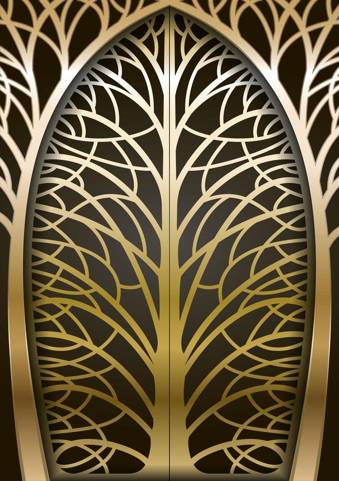 Golden forged tree gate vector