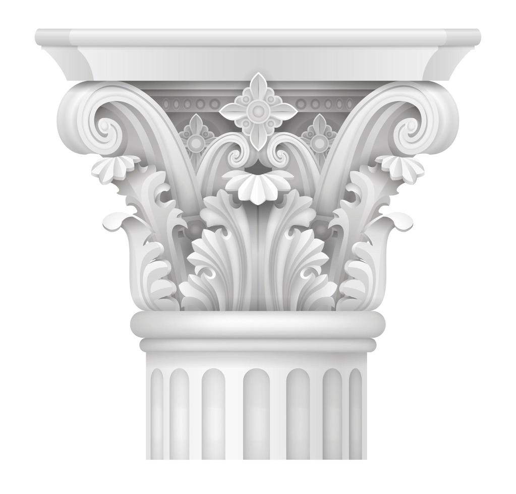 capitel blanco de la columna corintia vector