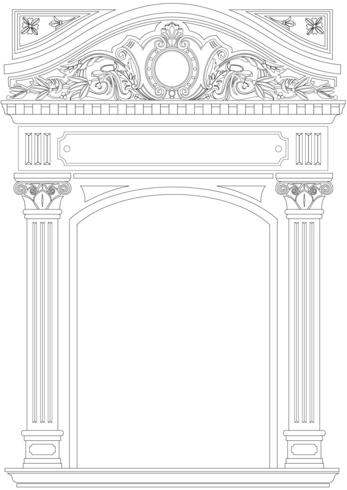 Ornamental classical arch in outline style vector