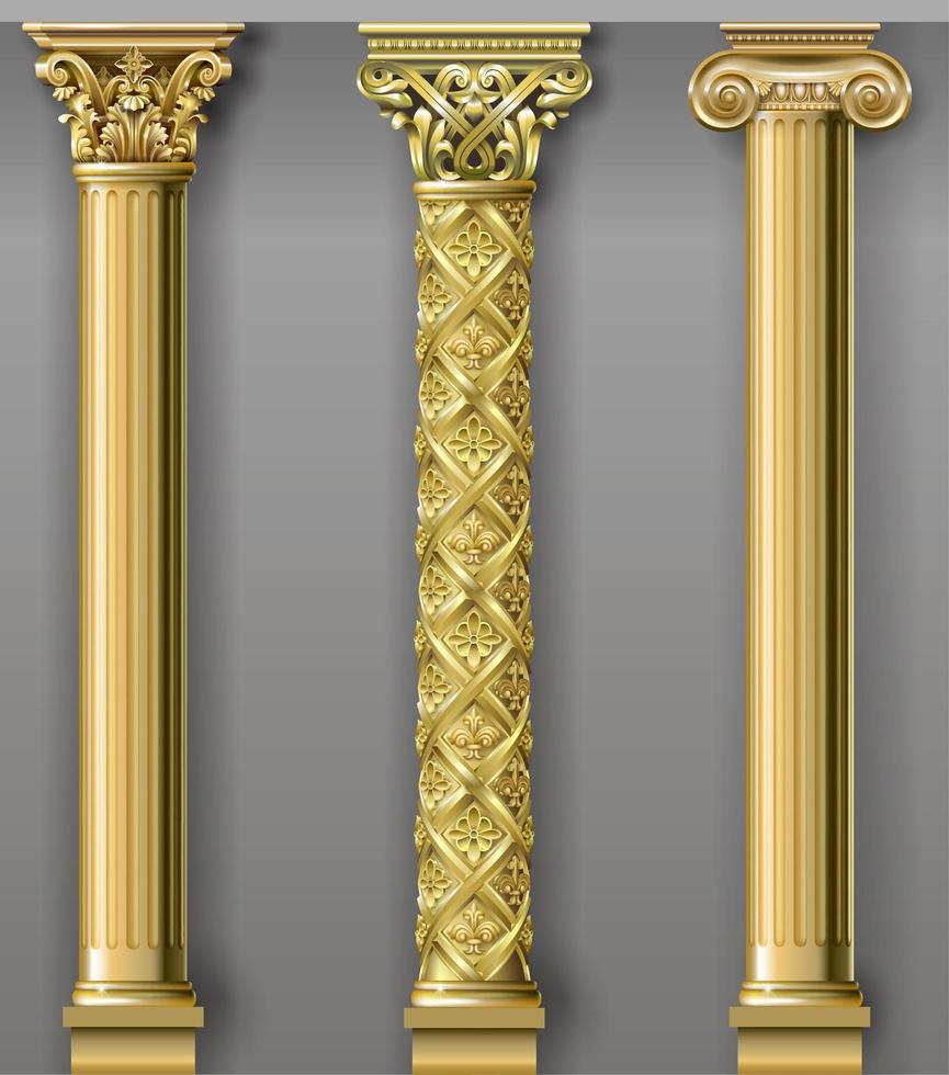 columnas de lujo dorado vector