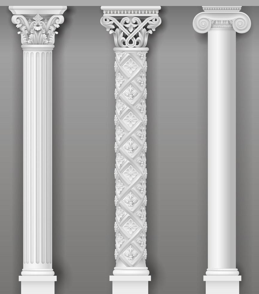 Classic ornamental antique white columns vector
