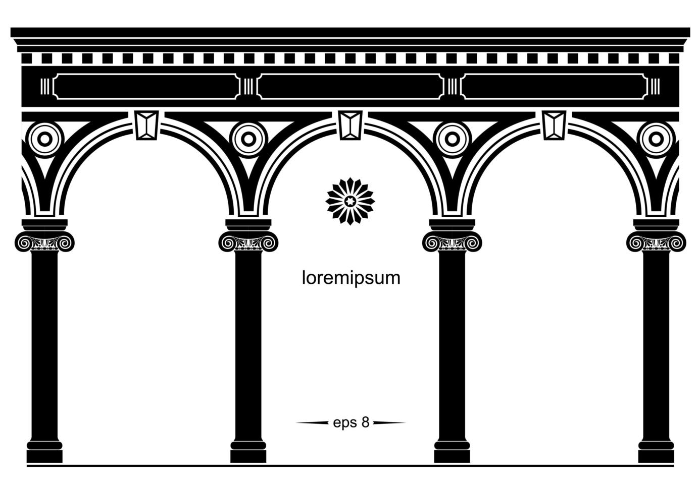 silueta de fachada clásica arqueada vector