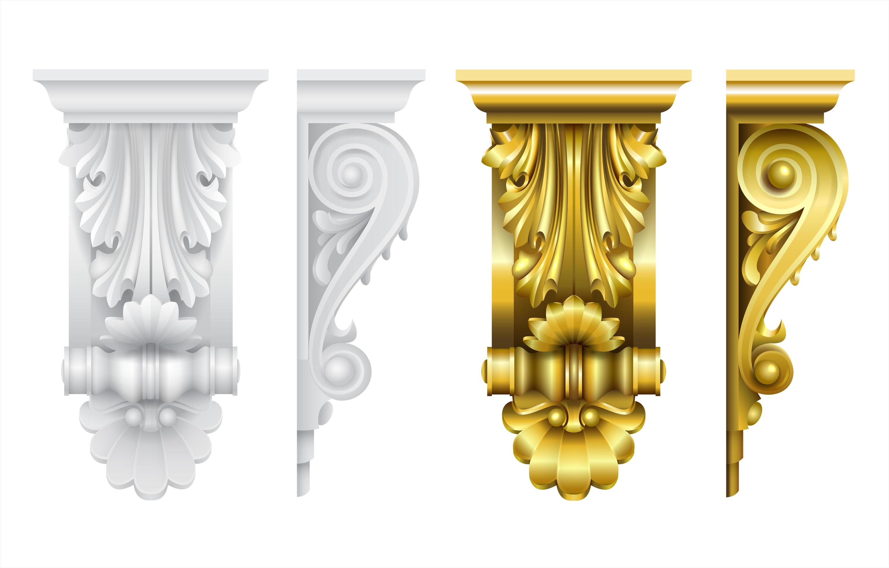Architectural facade classic baroque brackets 1221010 Vector Art at
