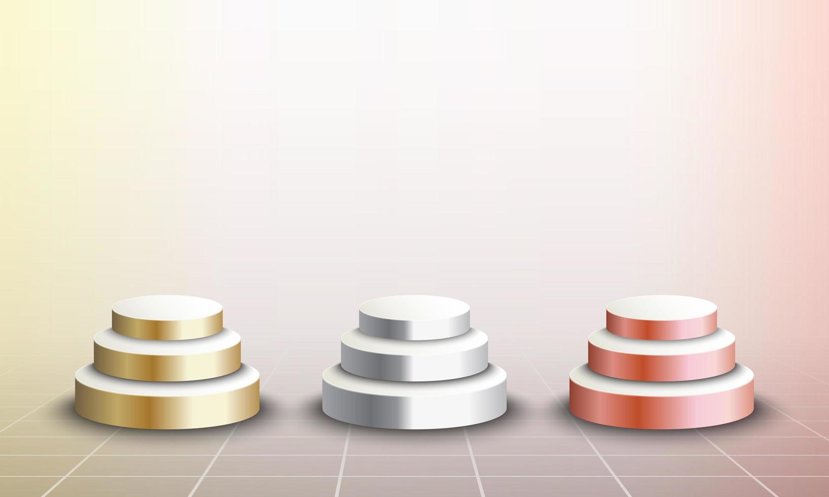 3D Stage Set of Gold, Silver, and Bronze vector