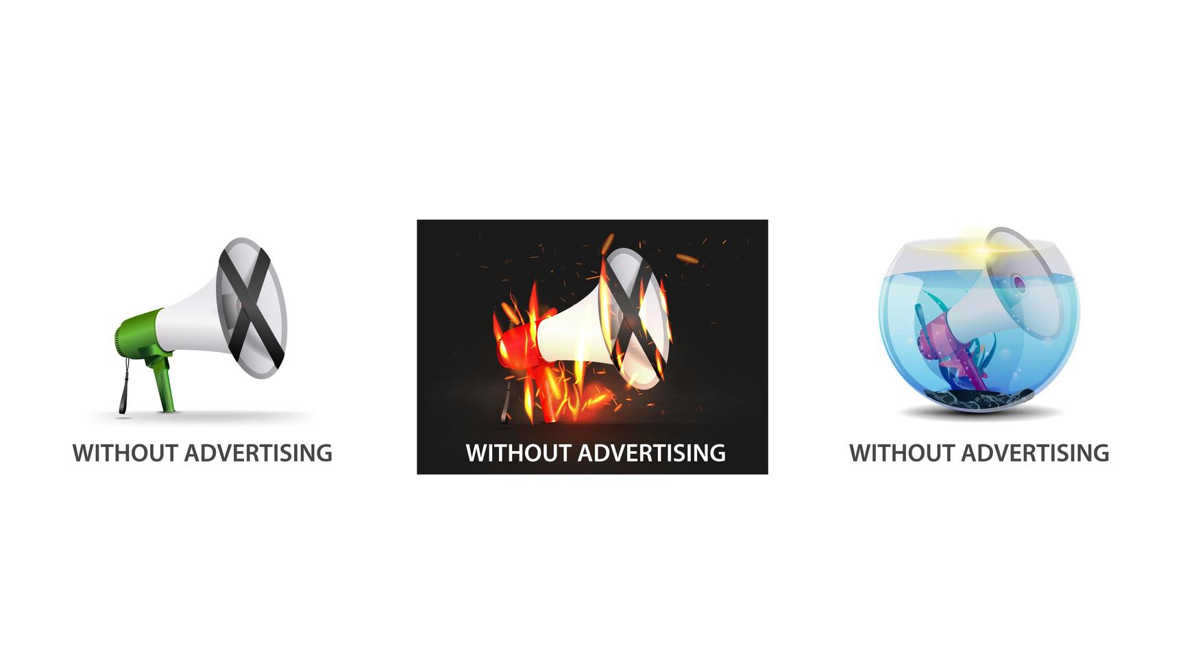 No ads icon set vector