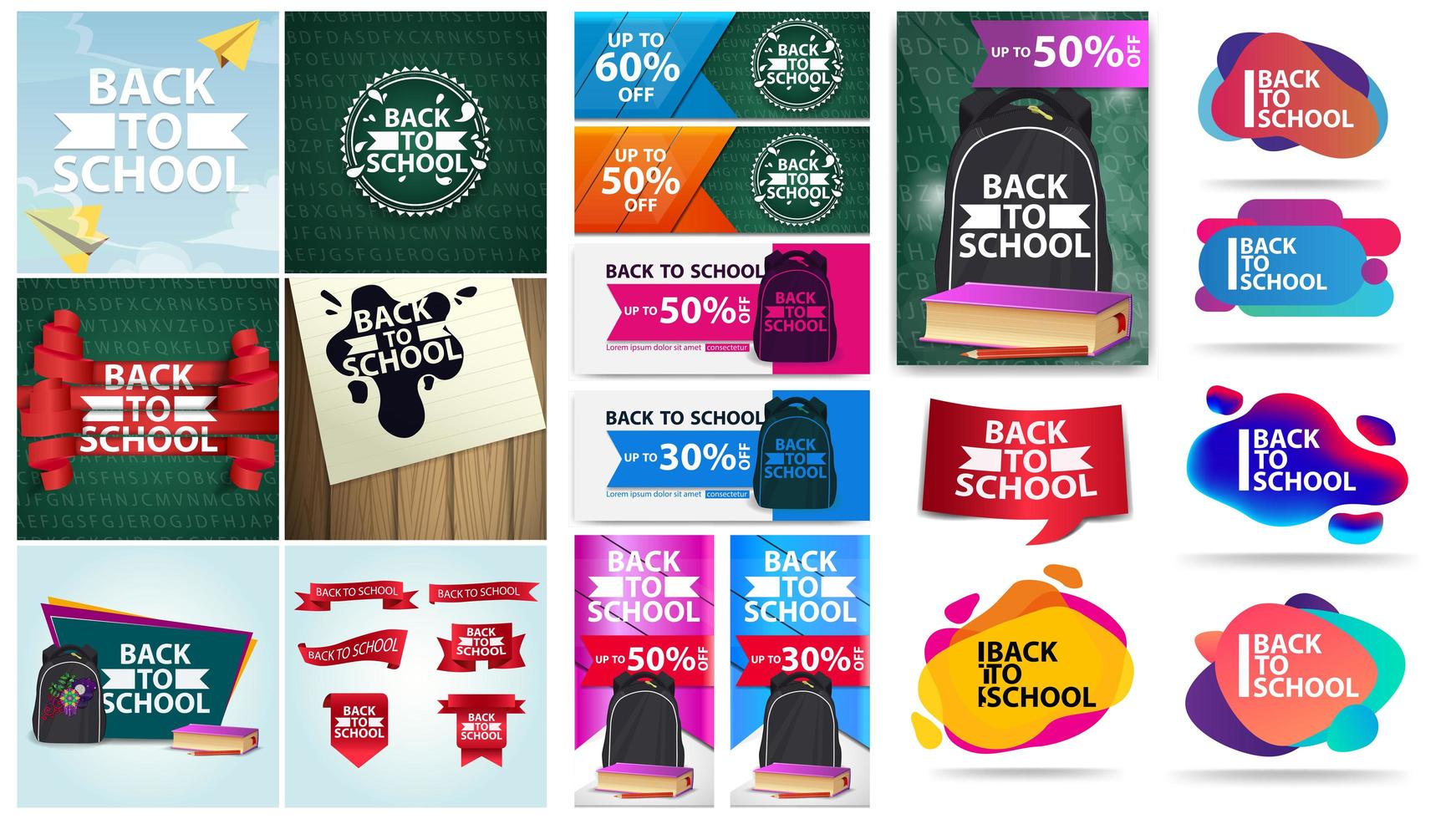 Back to school poster and banner set vector