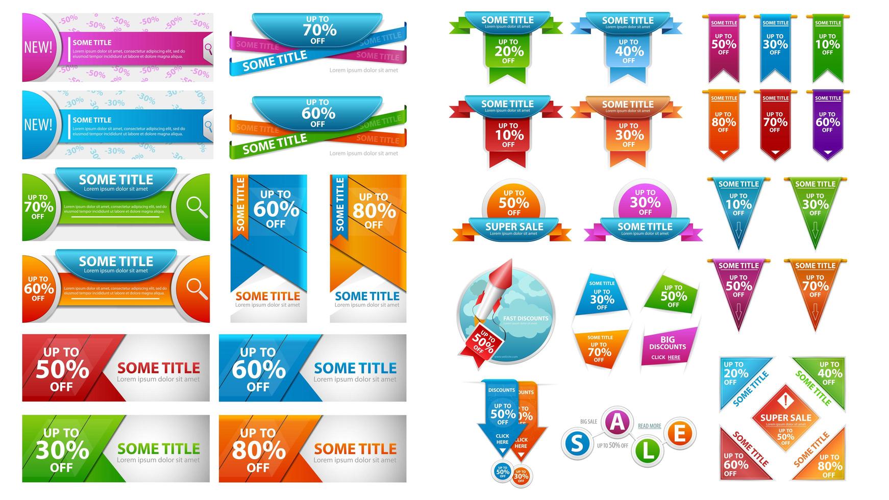 Universal discount banner and coupon template set vector