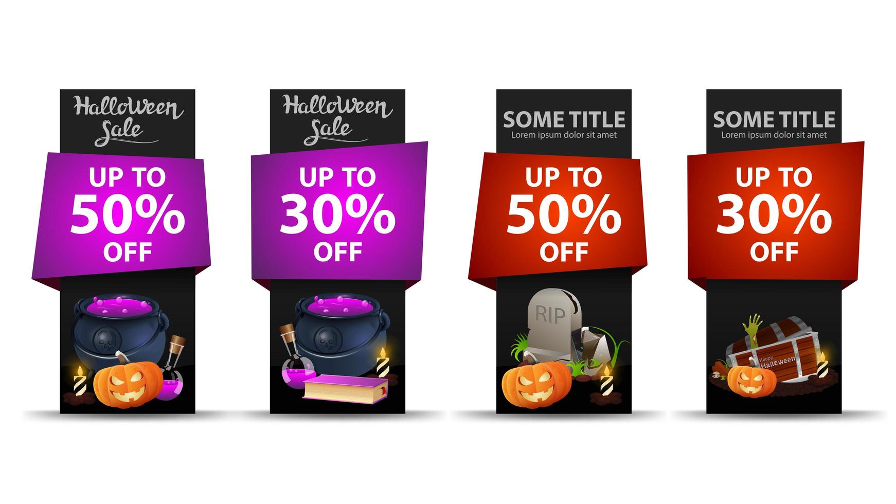 Halloween sale vertical banner set vector