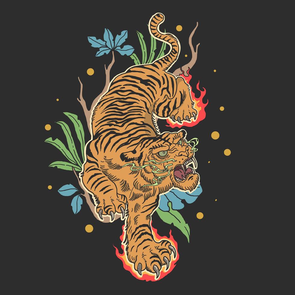 diseño de tatuaje de tigre vector