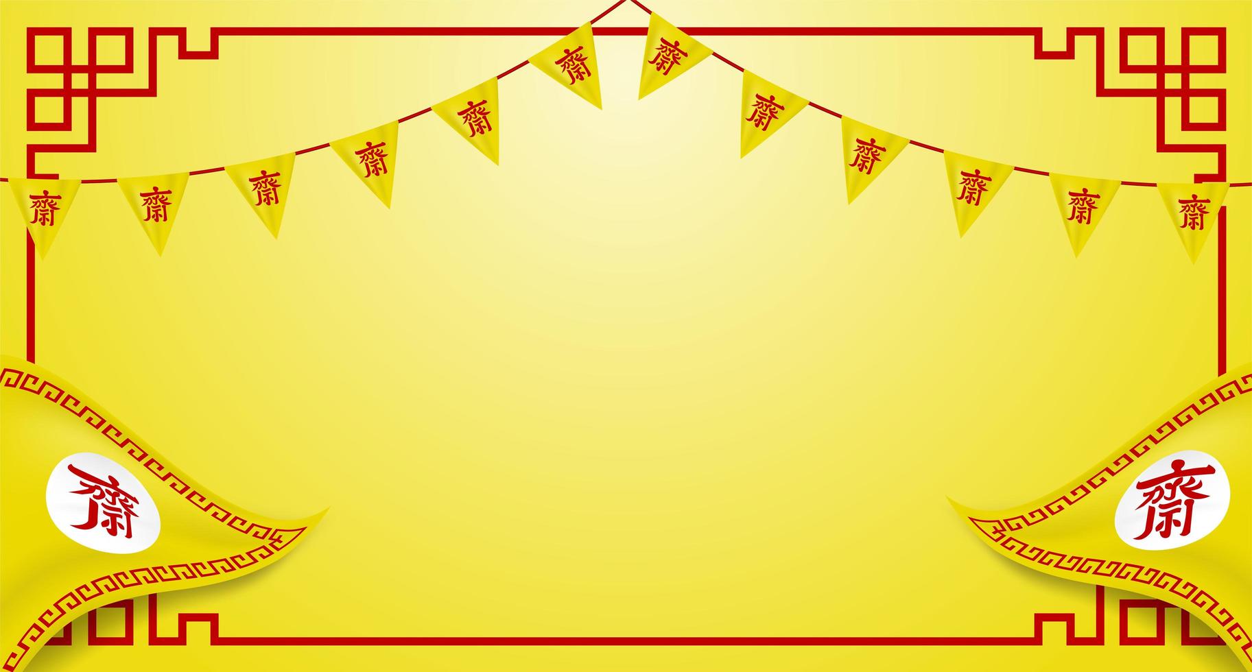 Vegetarian Festival typography and flags vector