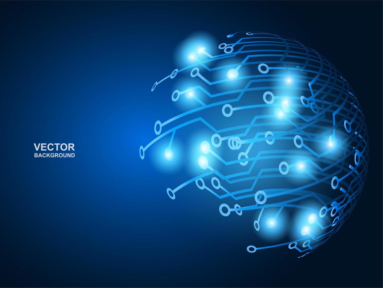 Hi-tech glowing blue circuit circle design vector