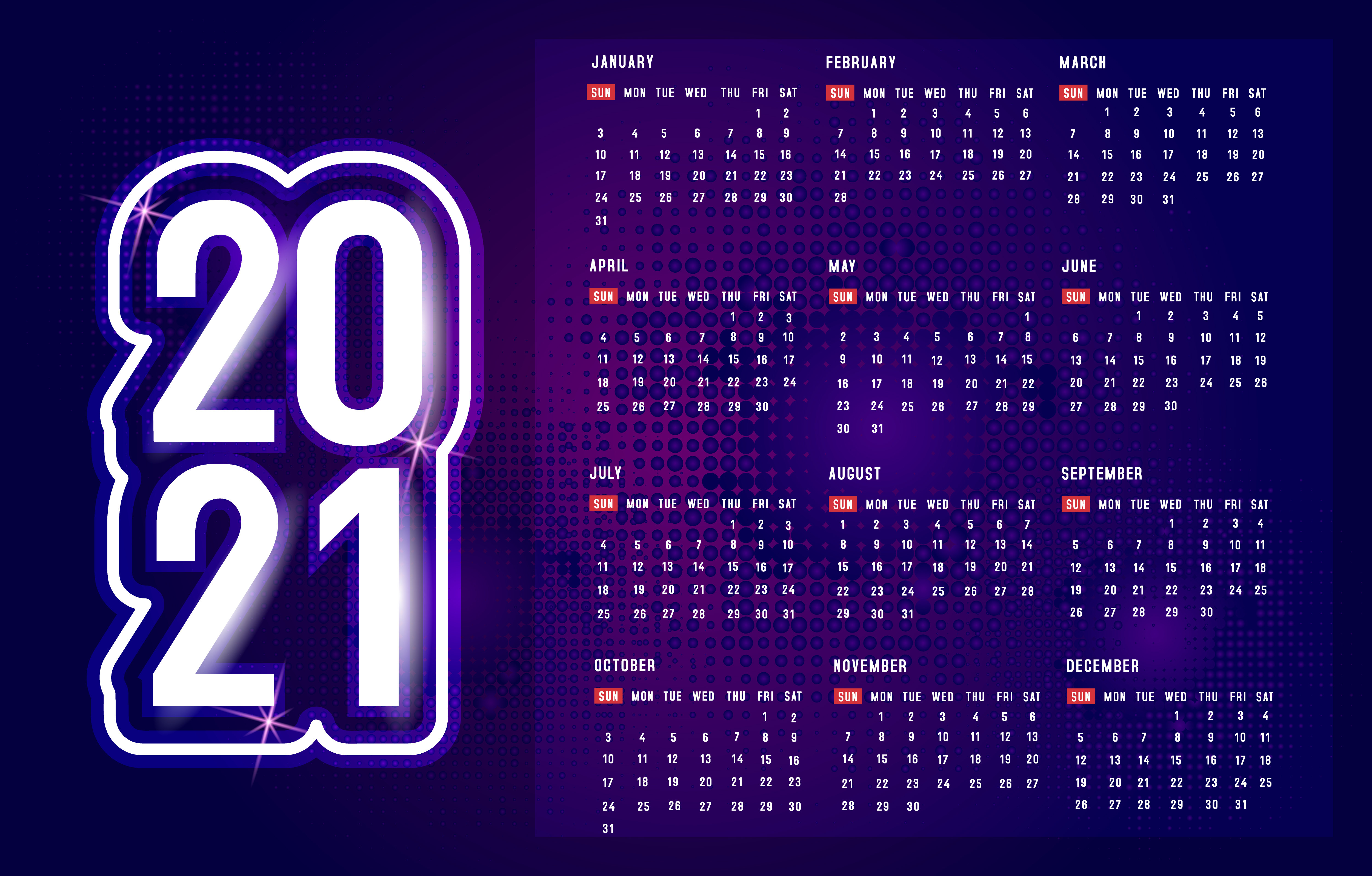Purple 2021 Calendar With Dot Pattern Download Free Vectors Clipart Graphics Vector Art calendario original 2021