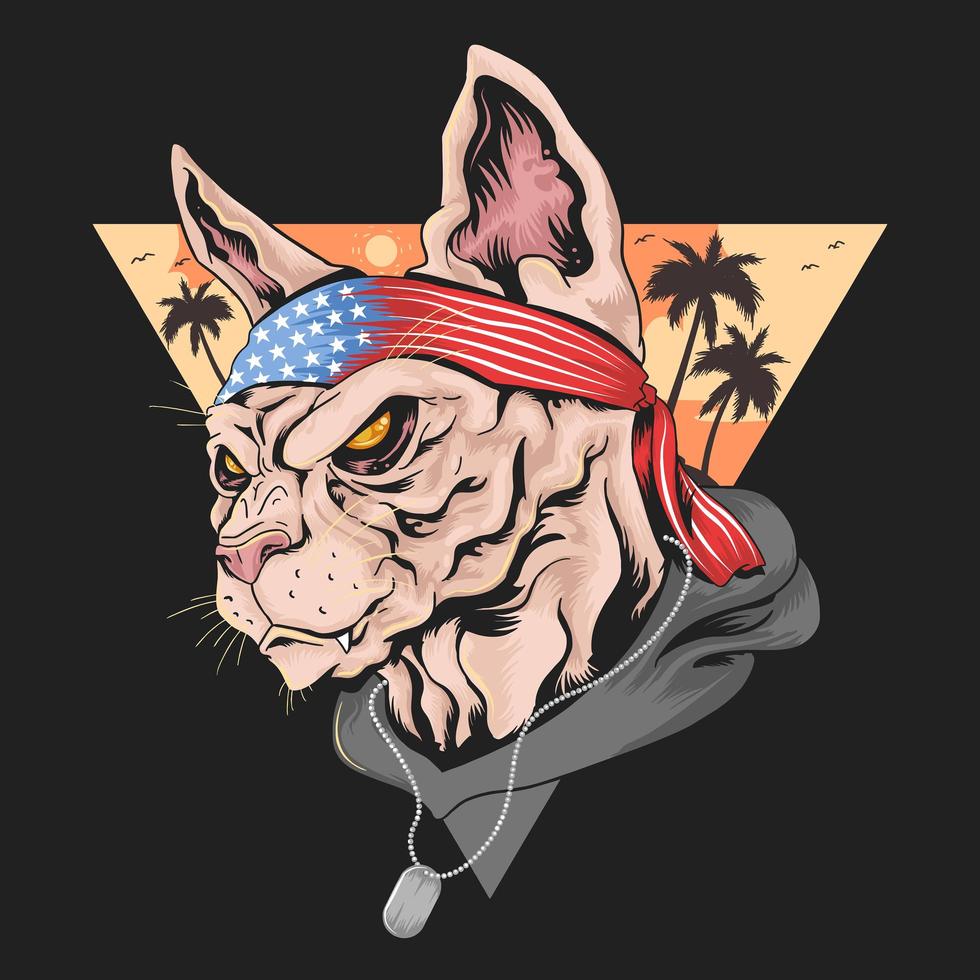 gato con diadema de bandera americana vector