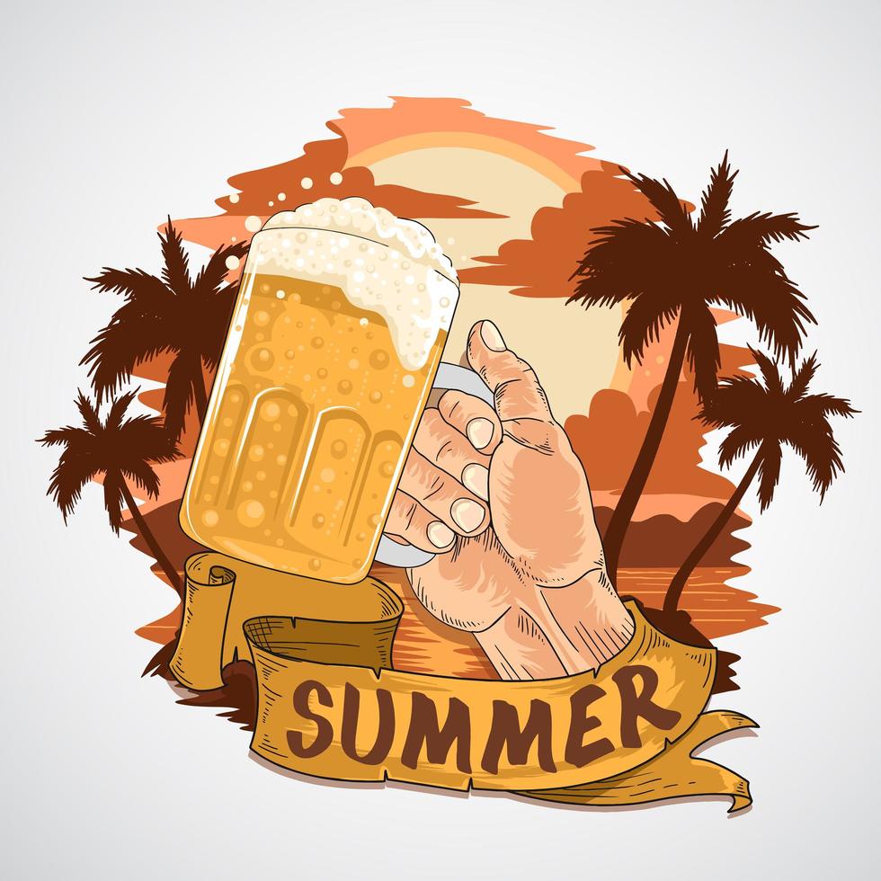 diseño de fiesta de cerveza de verano vector