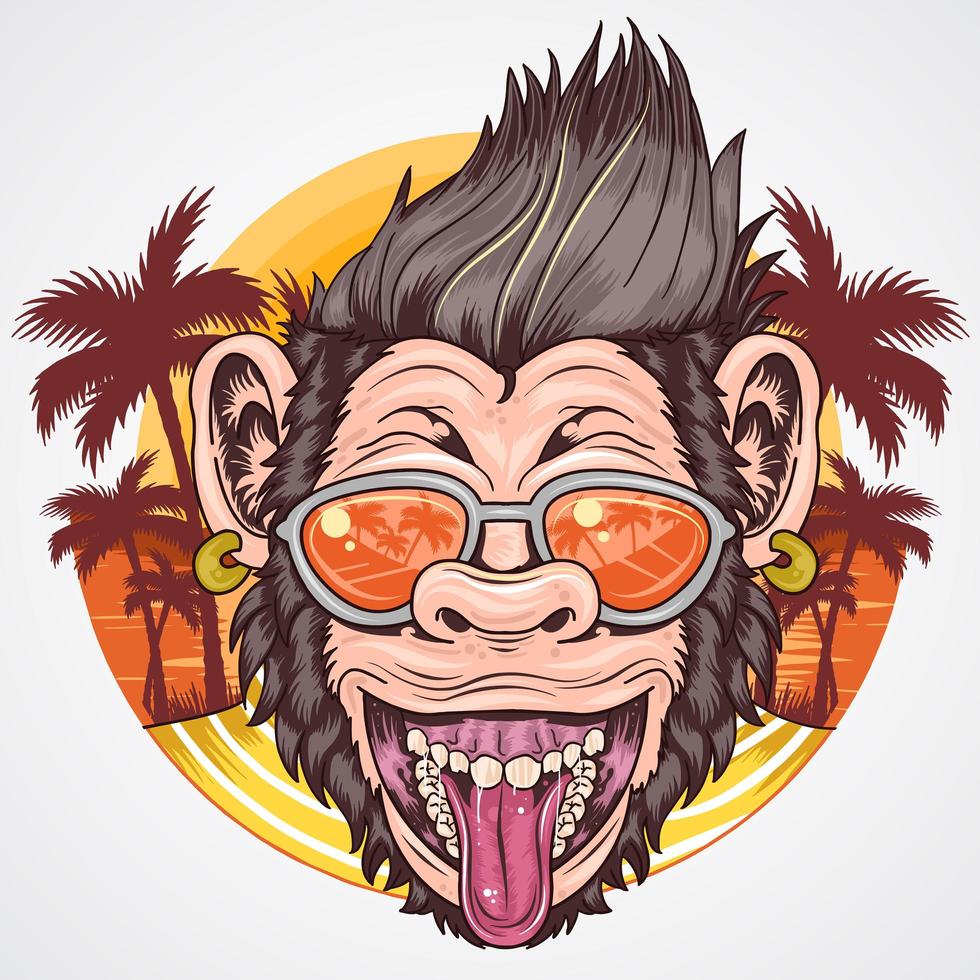 diseño de chimpancé de fiesta de verano vector