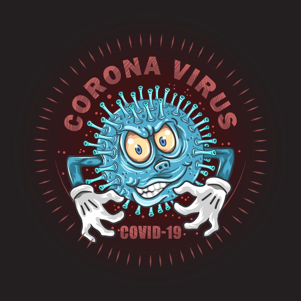 Coronavirus covid-19 monster germ design  vector