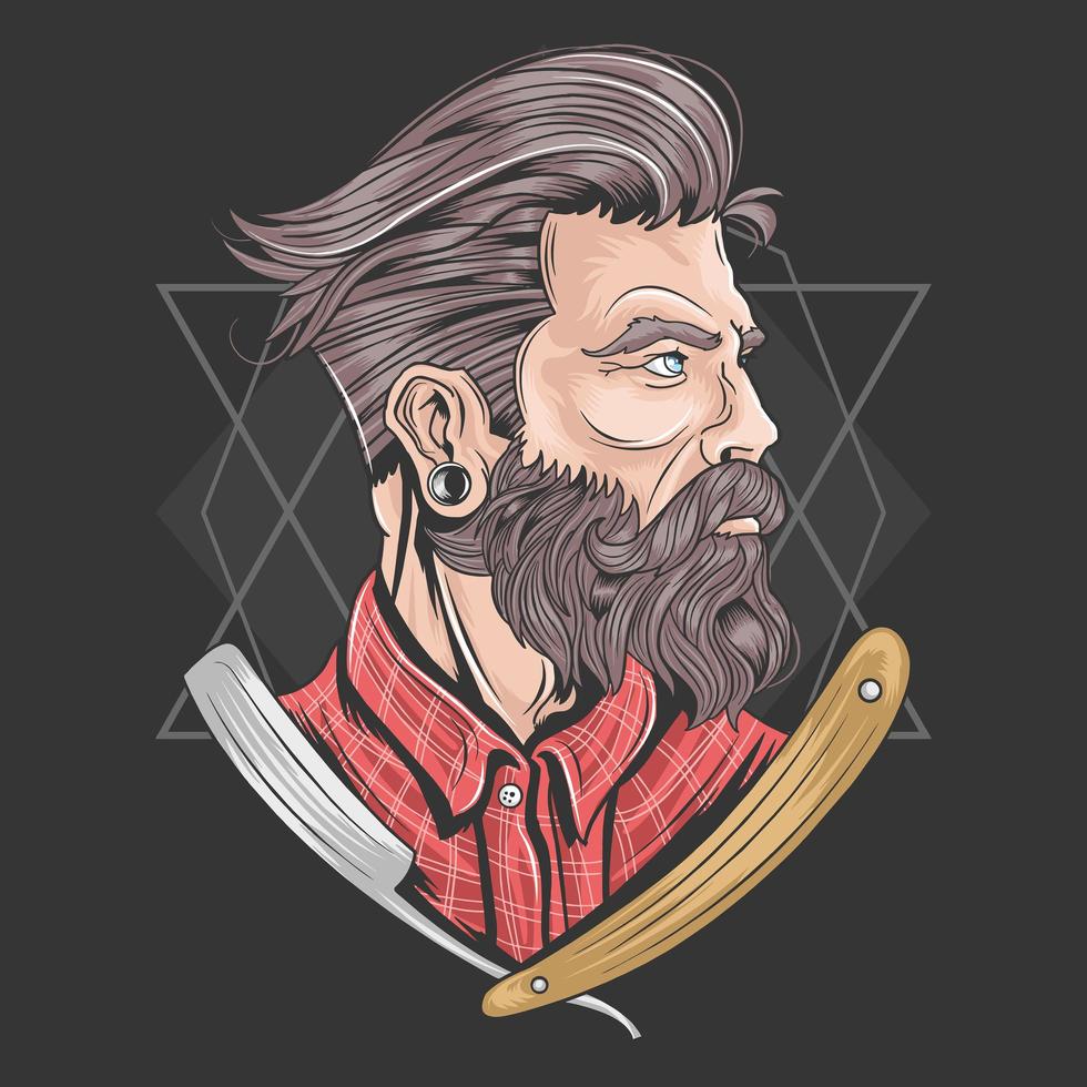 Barber man with good hair and beard  vector