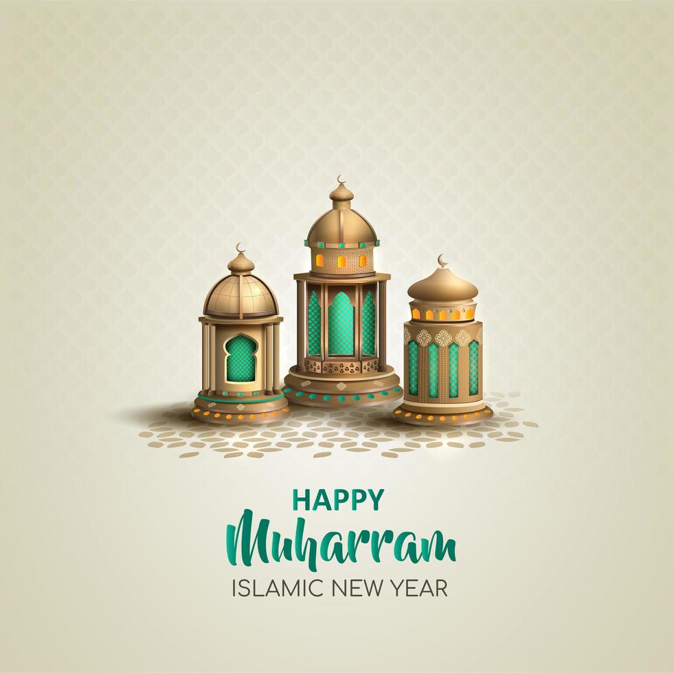 feliz diseño de linterna de año nuevo islámico muharram vector