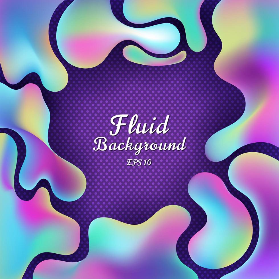 Abstract 3D Fluid Gradient Colorful Shapes on Purple Background vector