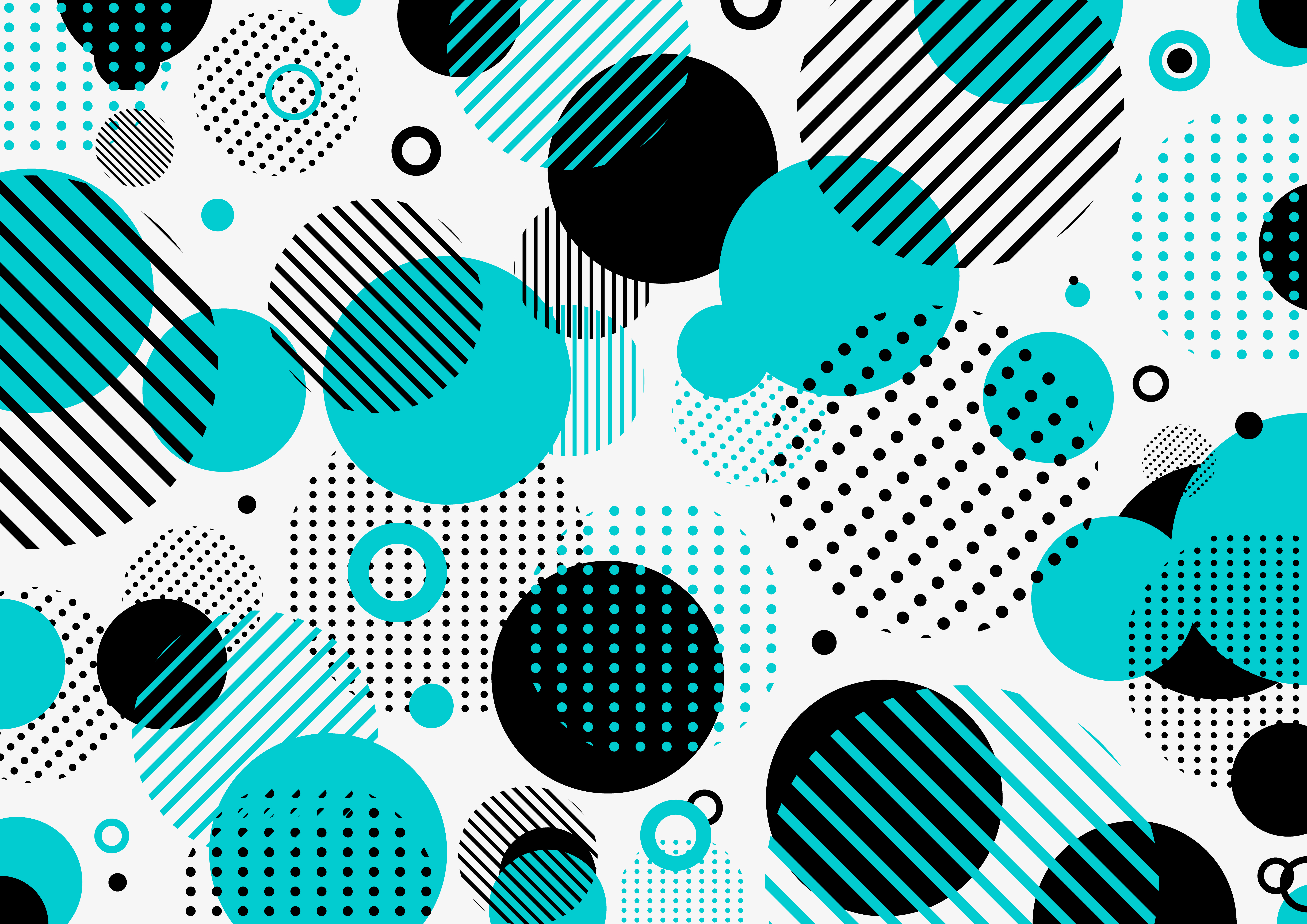 Abstract Retro 80s 90s Pattern Blue And Black Geometric Circles 1221876