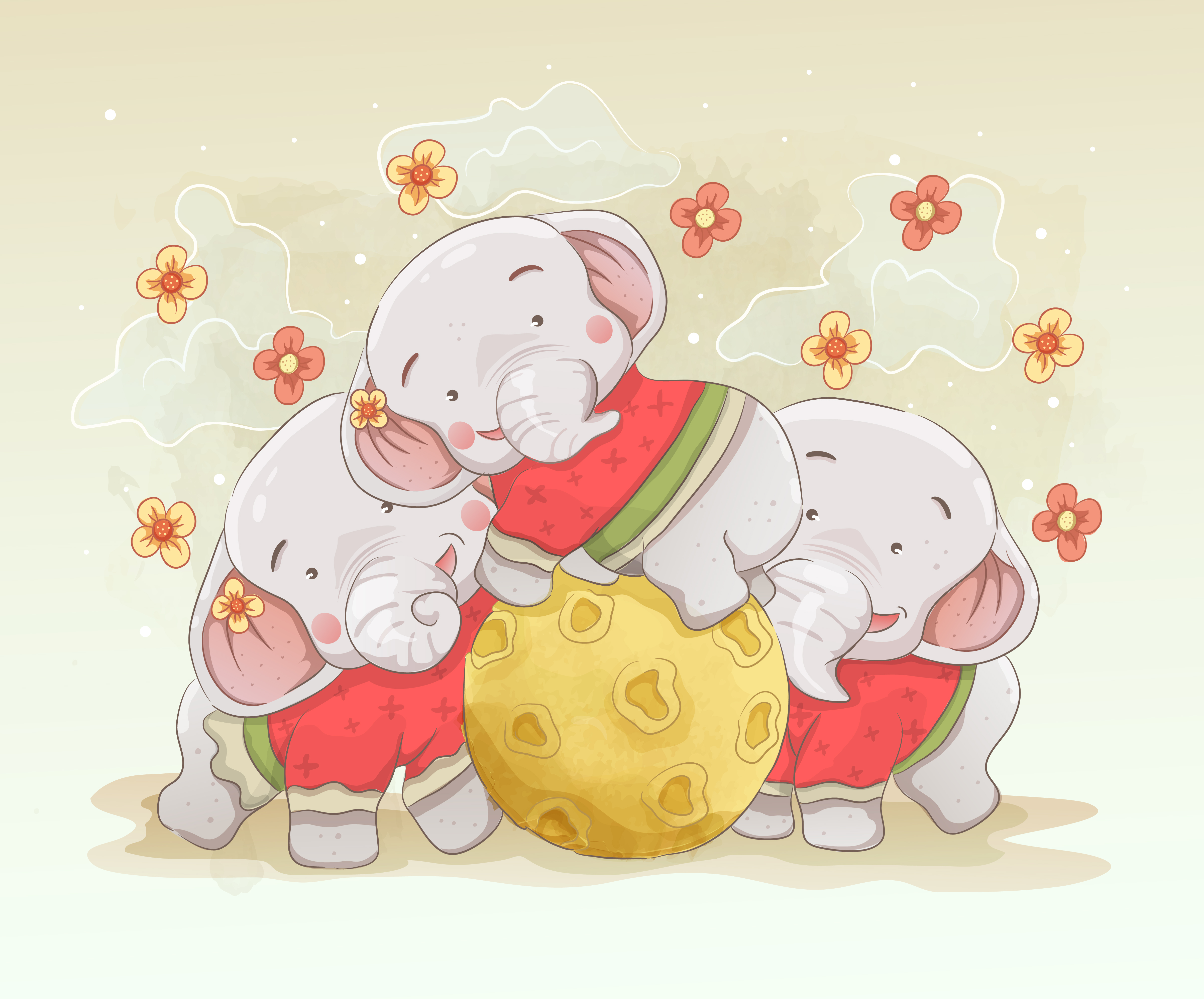 Download Elephant family playing together 1221904 - Download Free ...