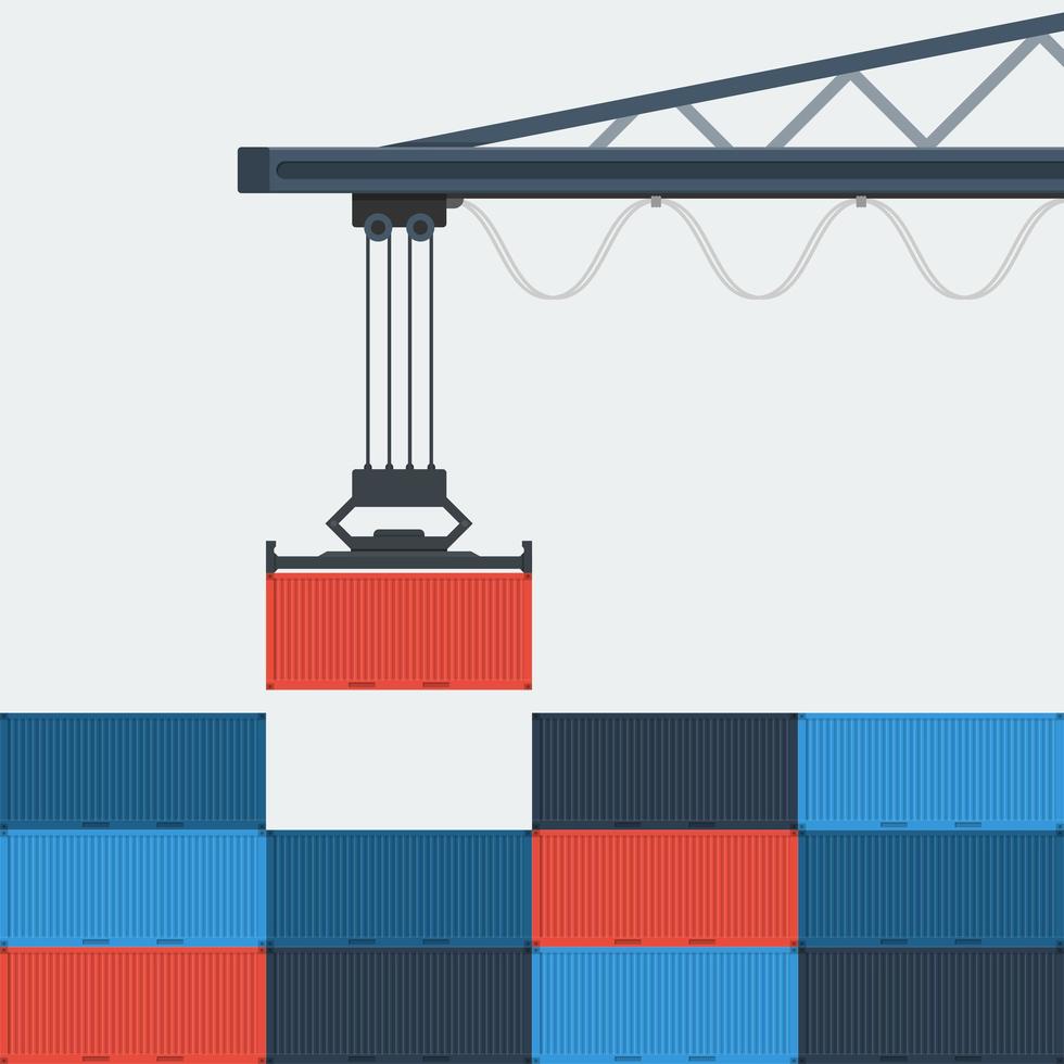 Crane Lifting Shipping Container vector