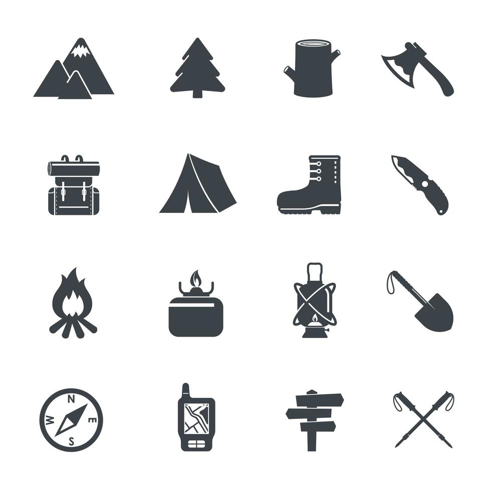 Hiking Equipment Icons vector