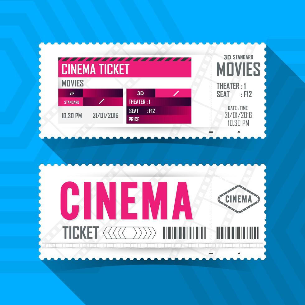 Cinema Movie Ticket Set vector