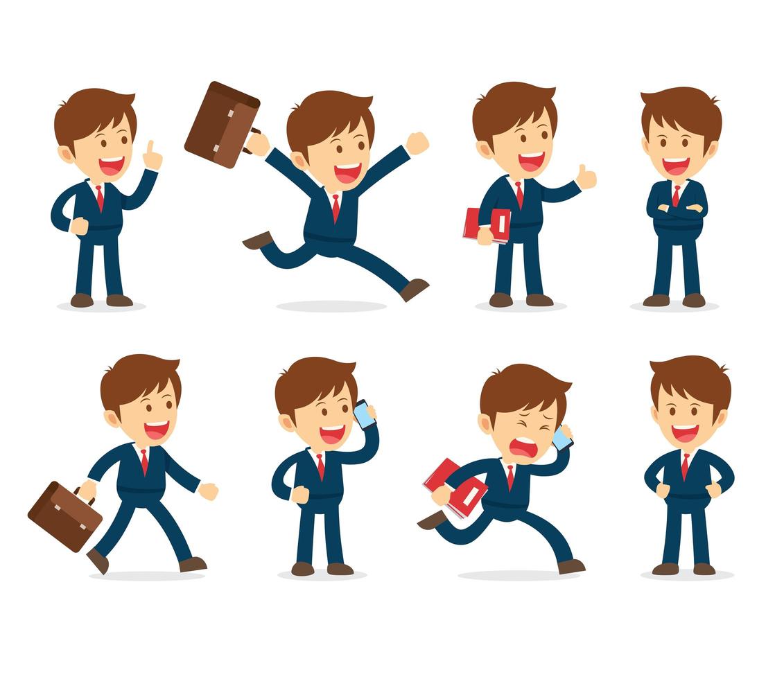 Set of working business man characters vector