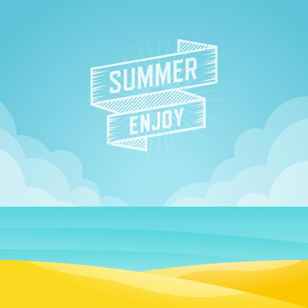 Summer Enjoy Banner and Seascape vector