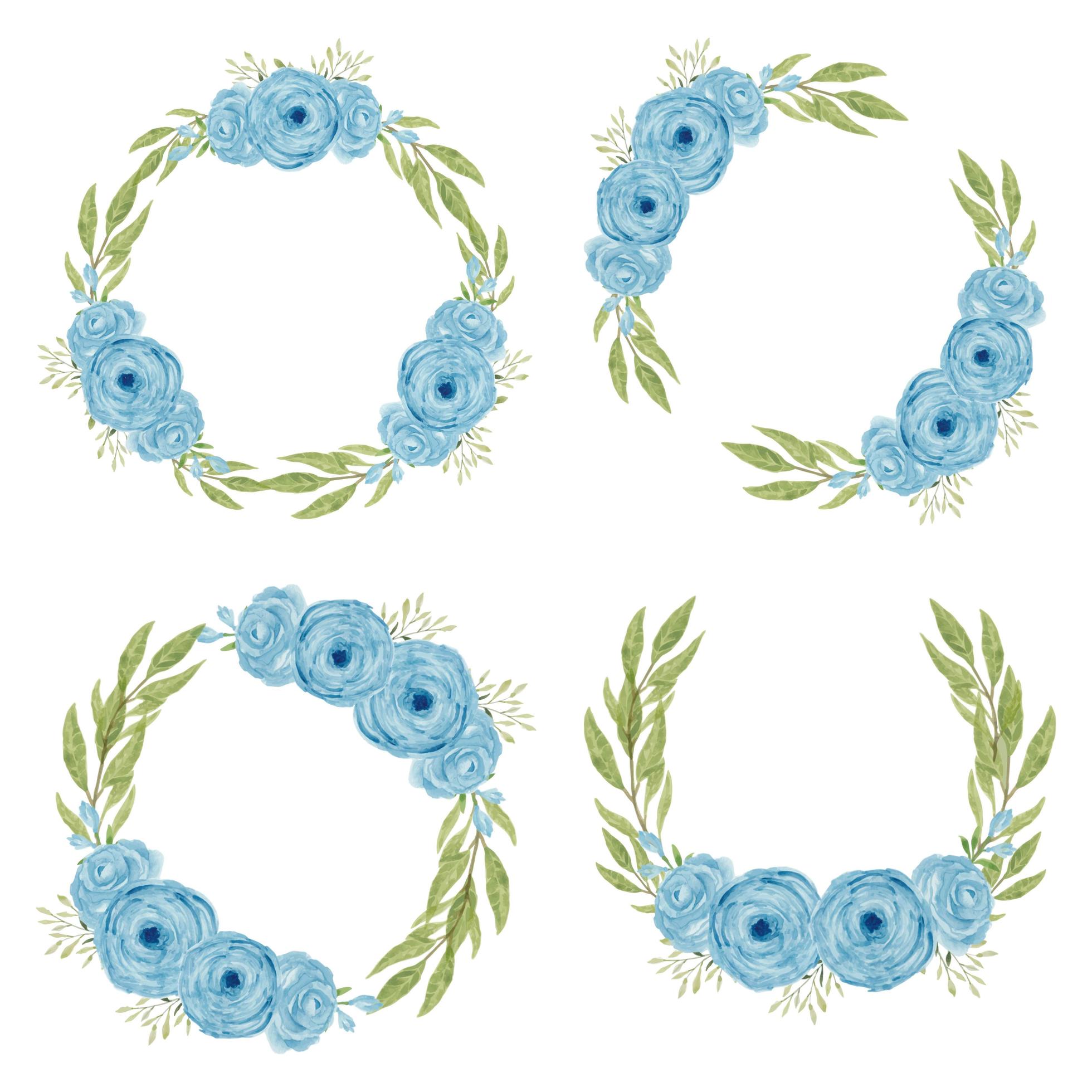 Set of blue rose flower wreaths 1221967 Vector Art at Vecteezy