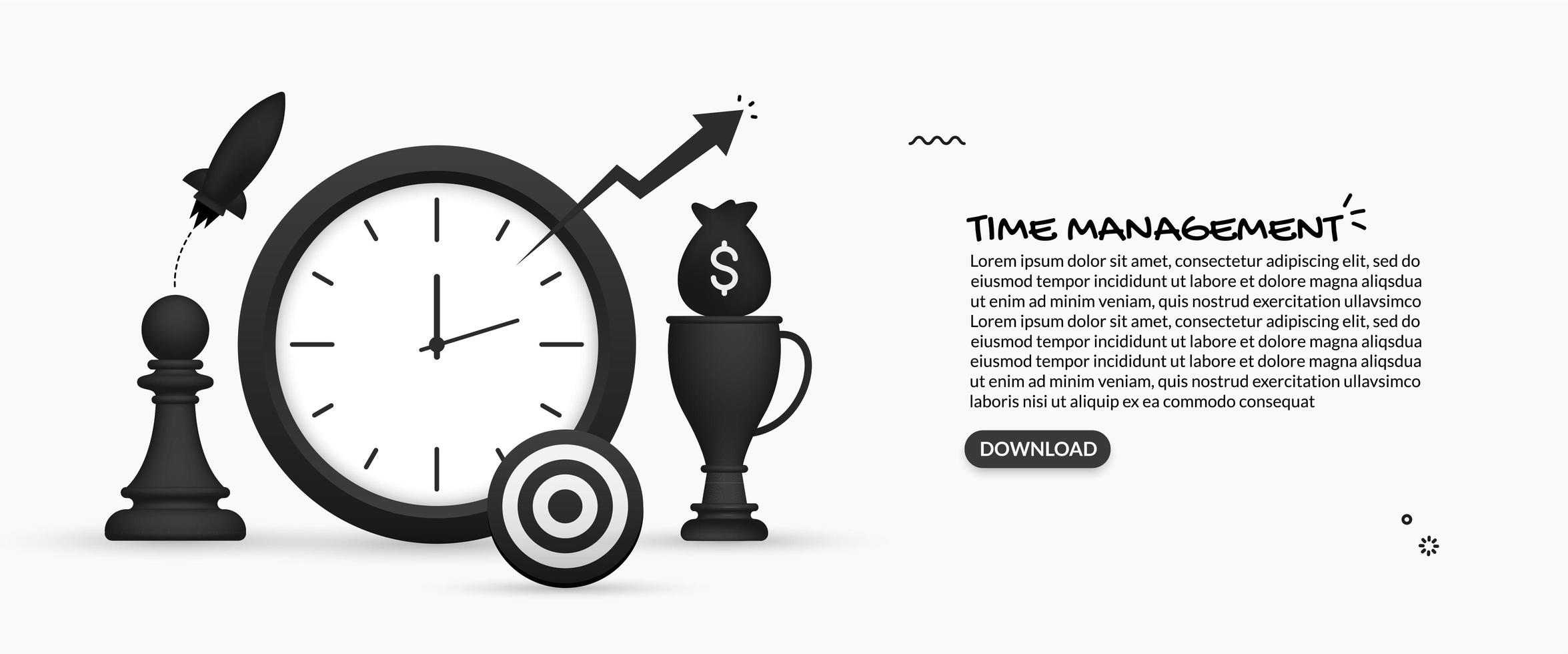diseño de gestión del tiempo con reloj grande vector