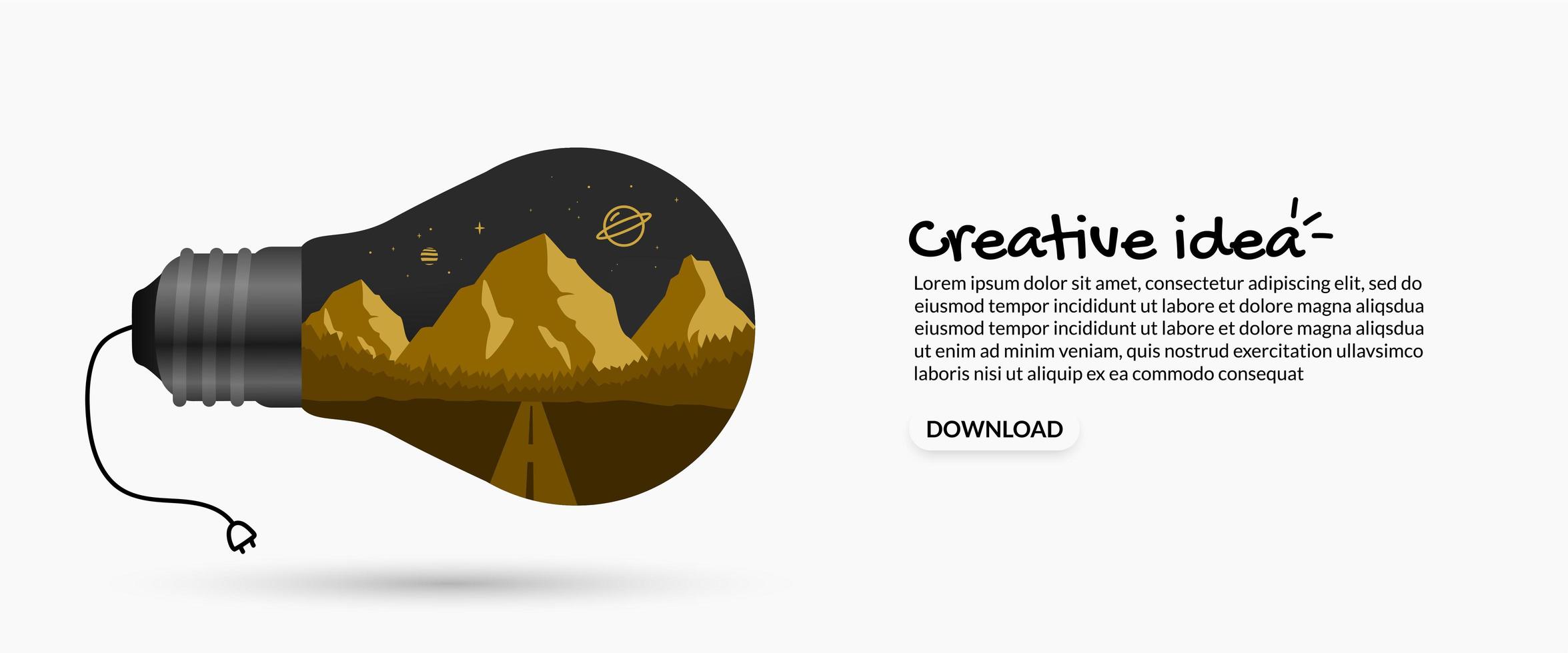 Creative idea landscape inside light bulb vector