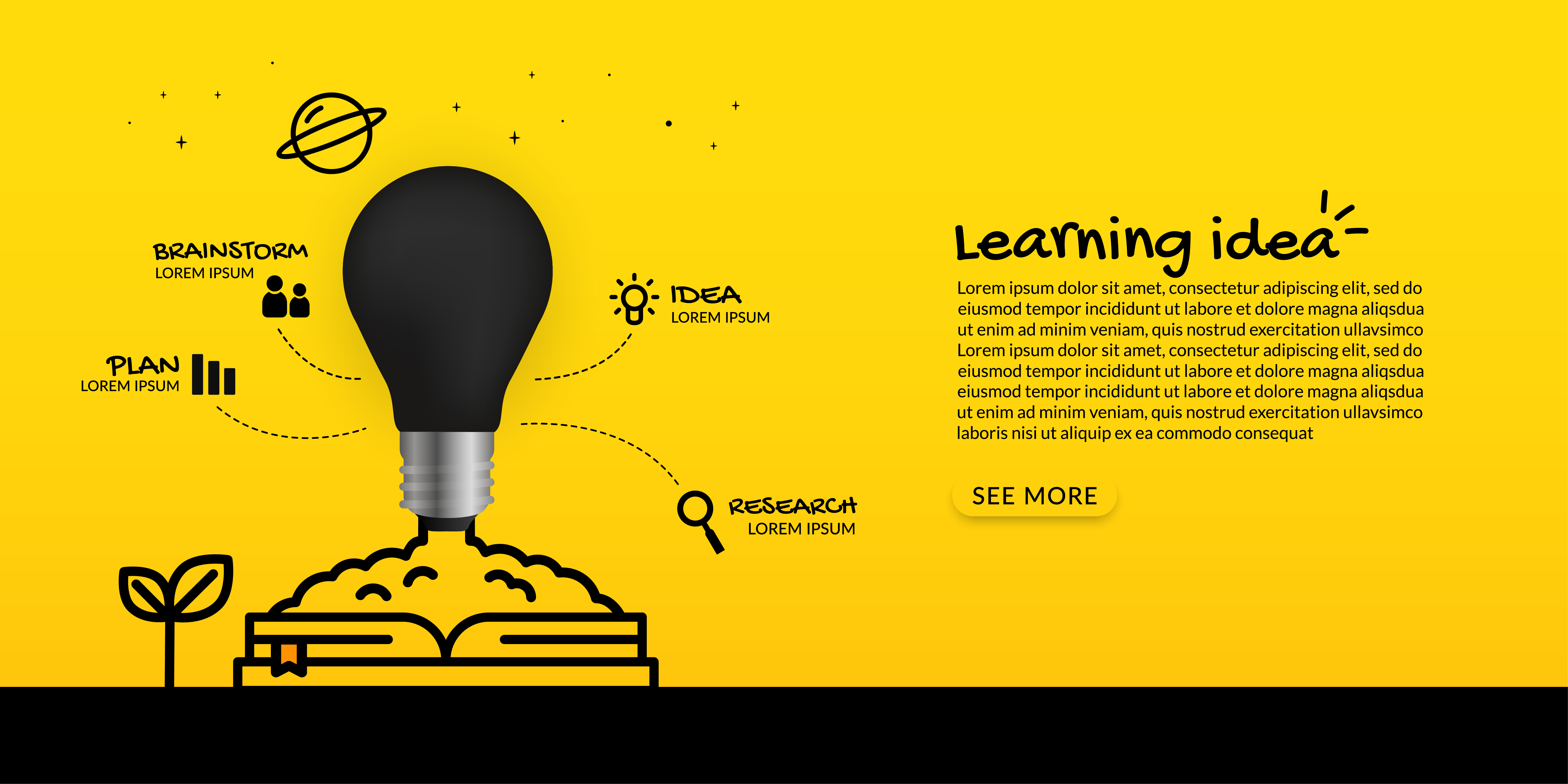 Light bulb launching from book learning concept 1222035 Vector Art at