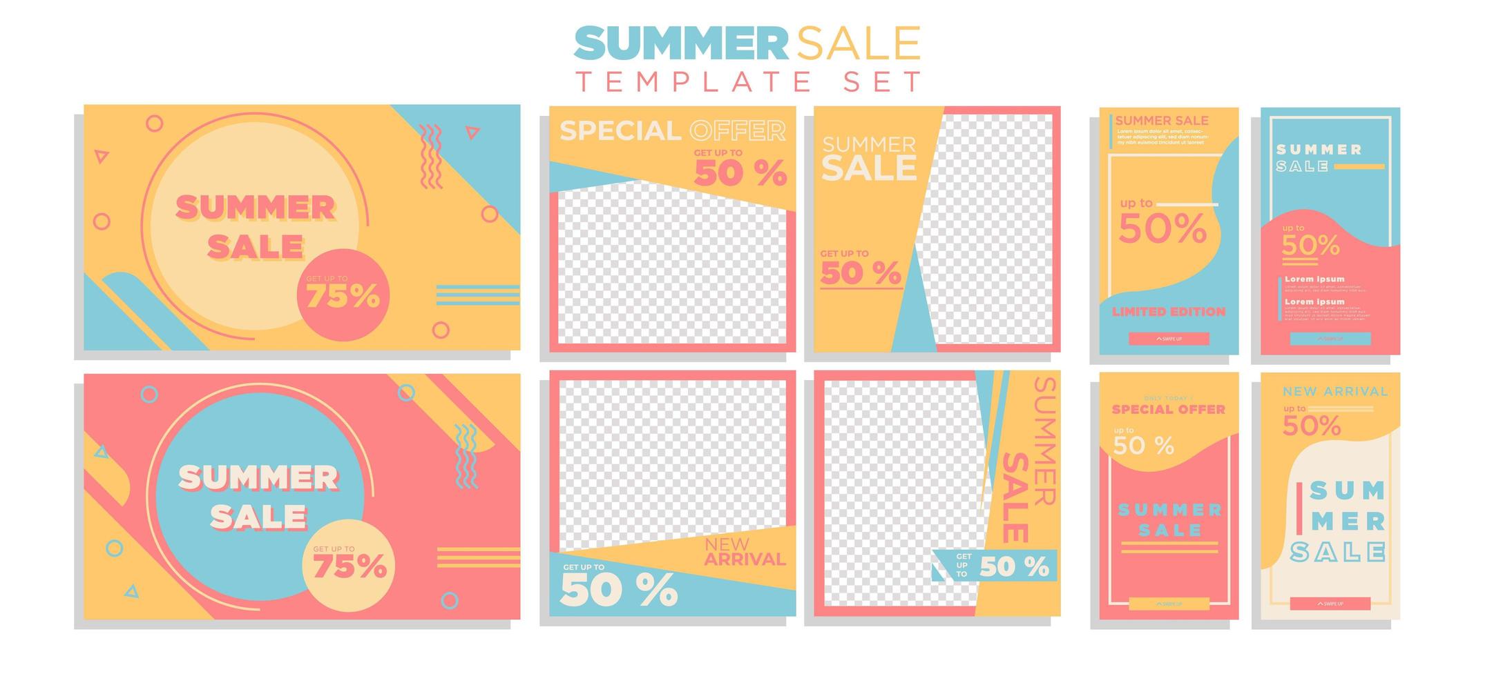 Summer Sale Social Media Story and Banner Collection vector