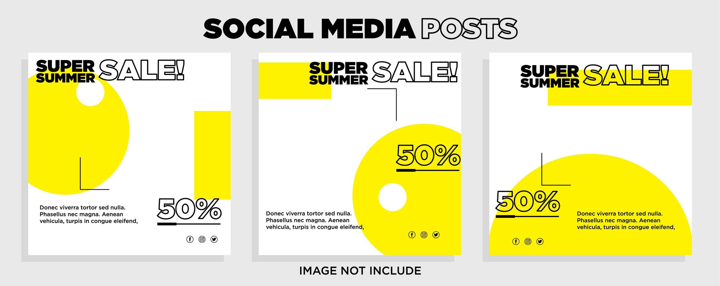 White and Yellow Geometric Social Media Sale Templates vector