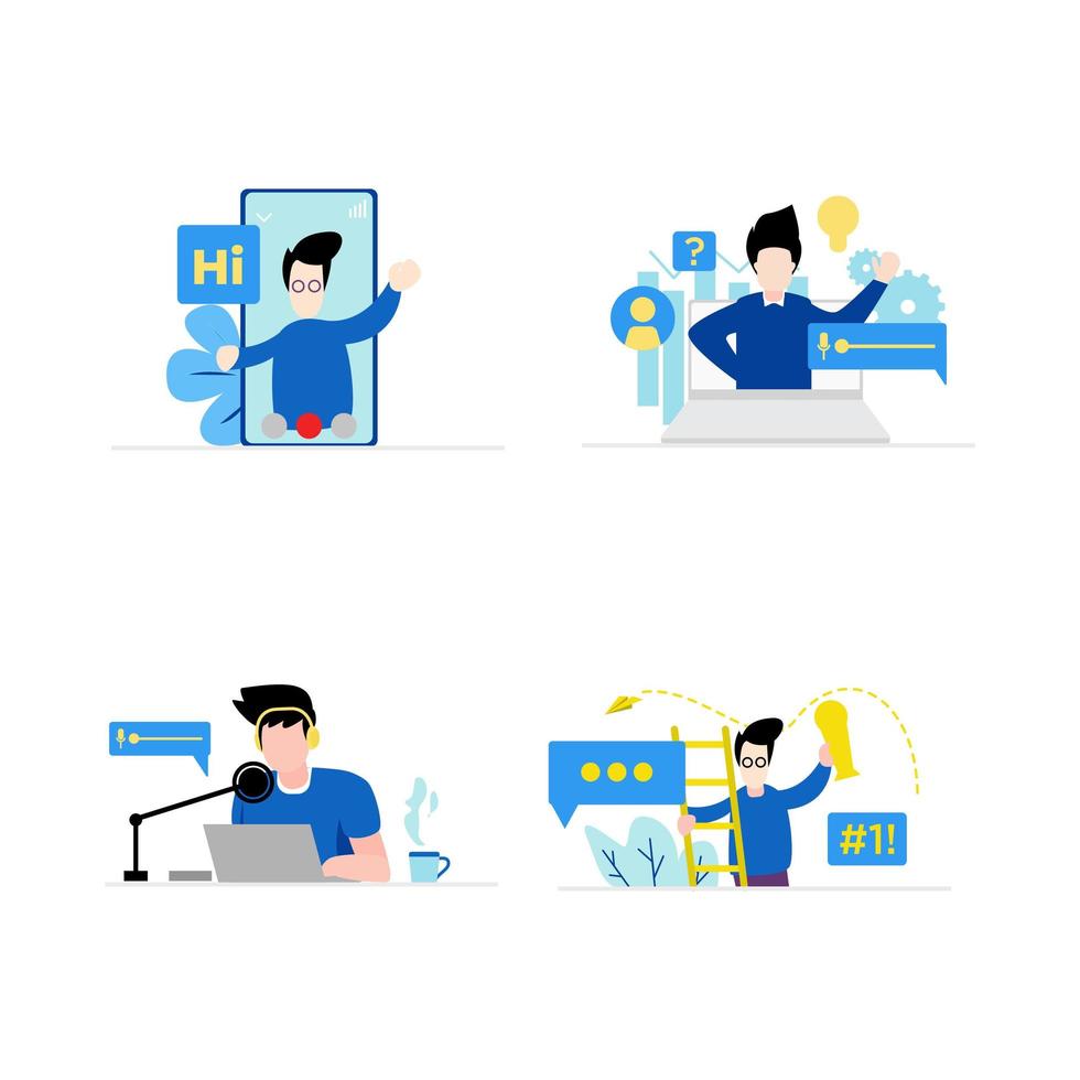 Set of people on video calls and chats vector