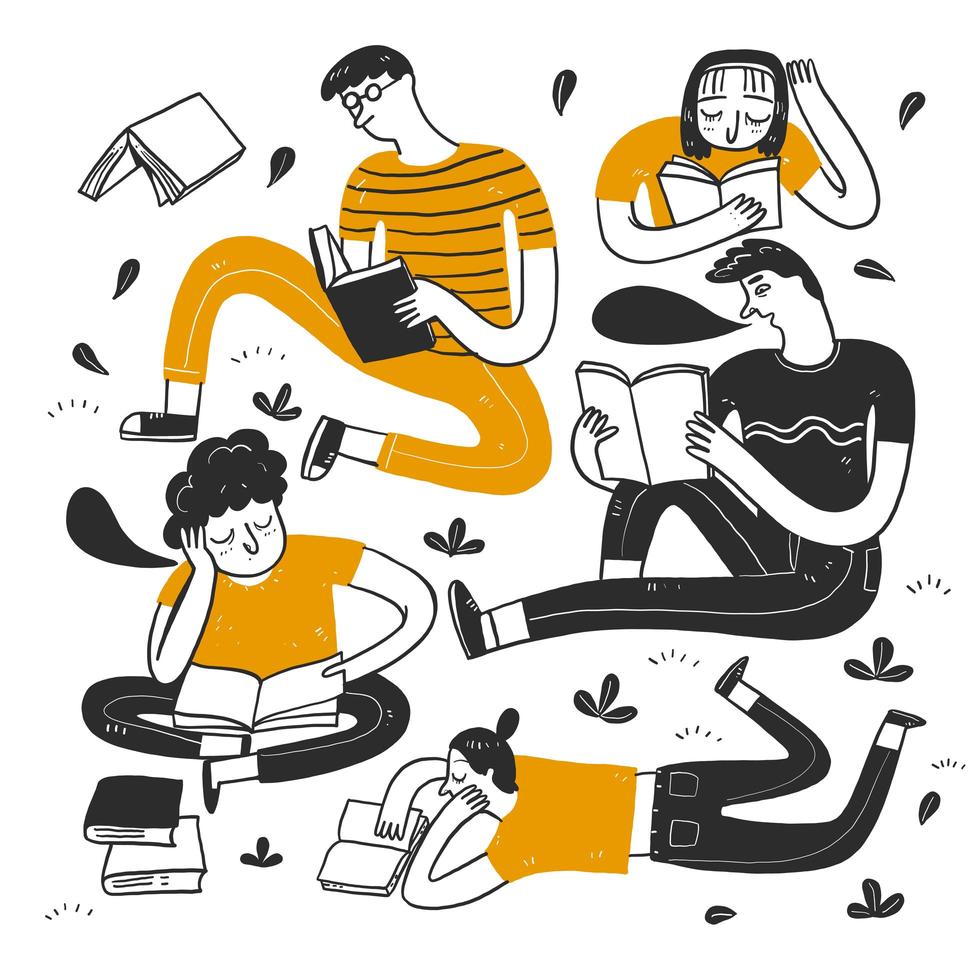 People Reading in the Park vector