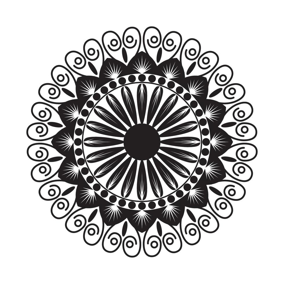 mandala negro con estilo floral vector