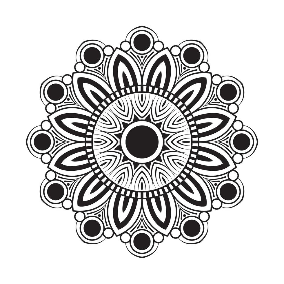 mandala de flores blancas y negras vector