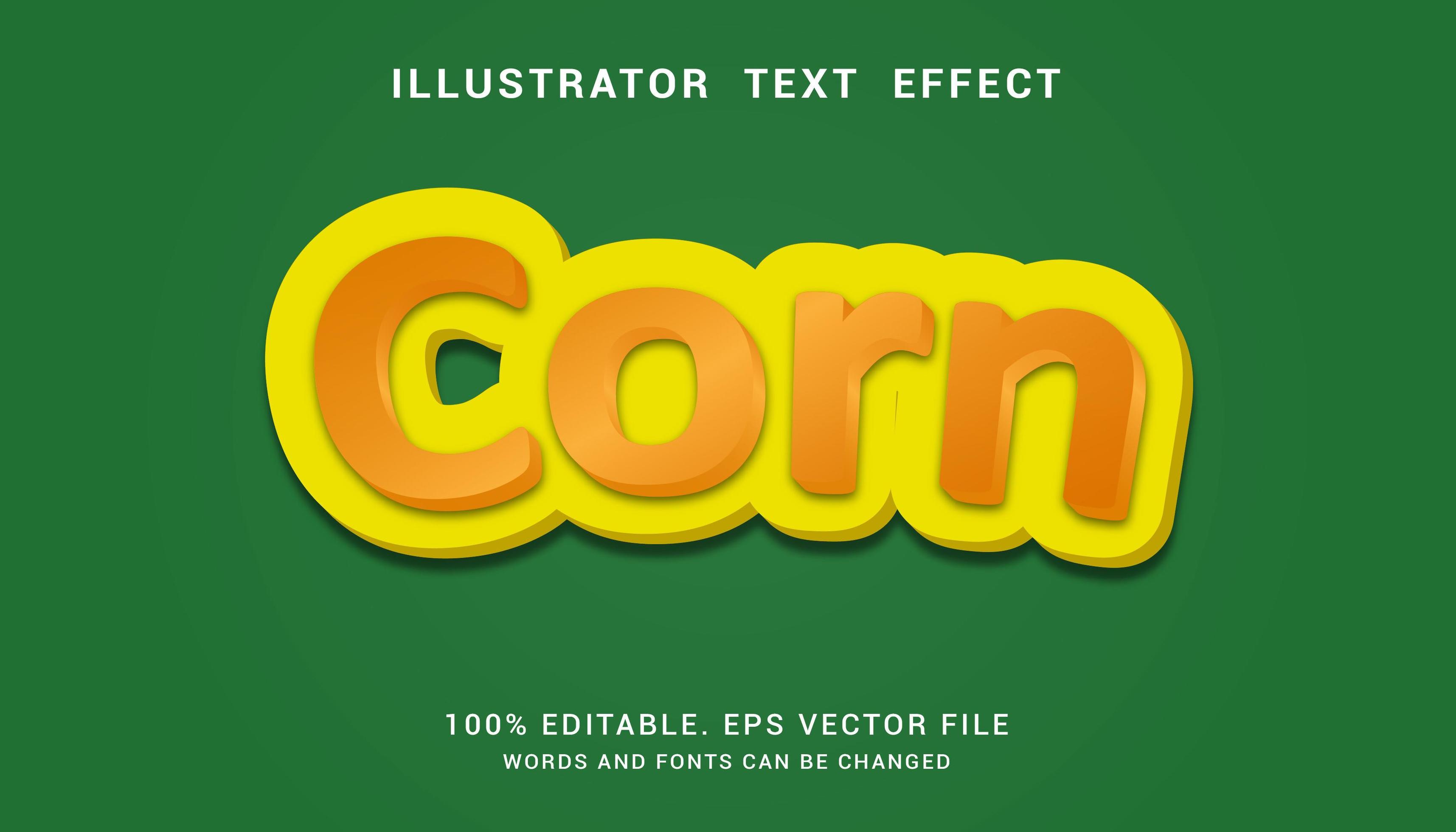 Corn Text Effect with Orange Gradient on Yellow Download Free Vectors